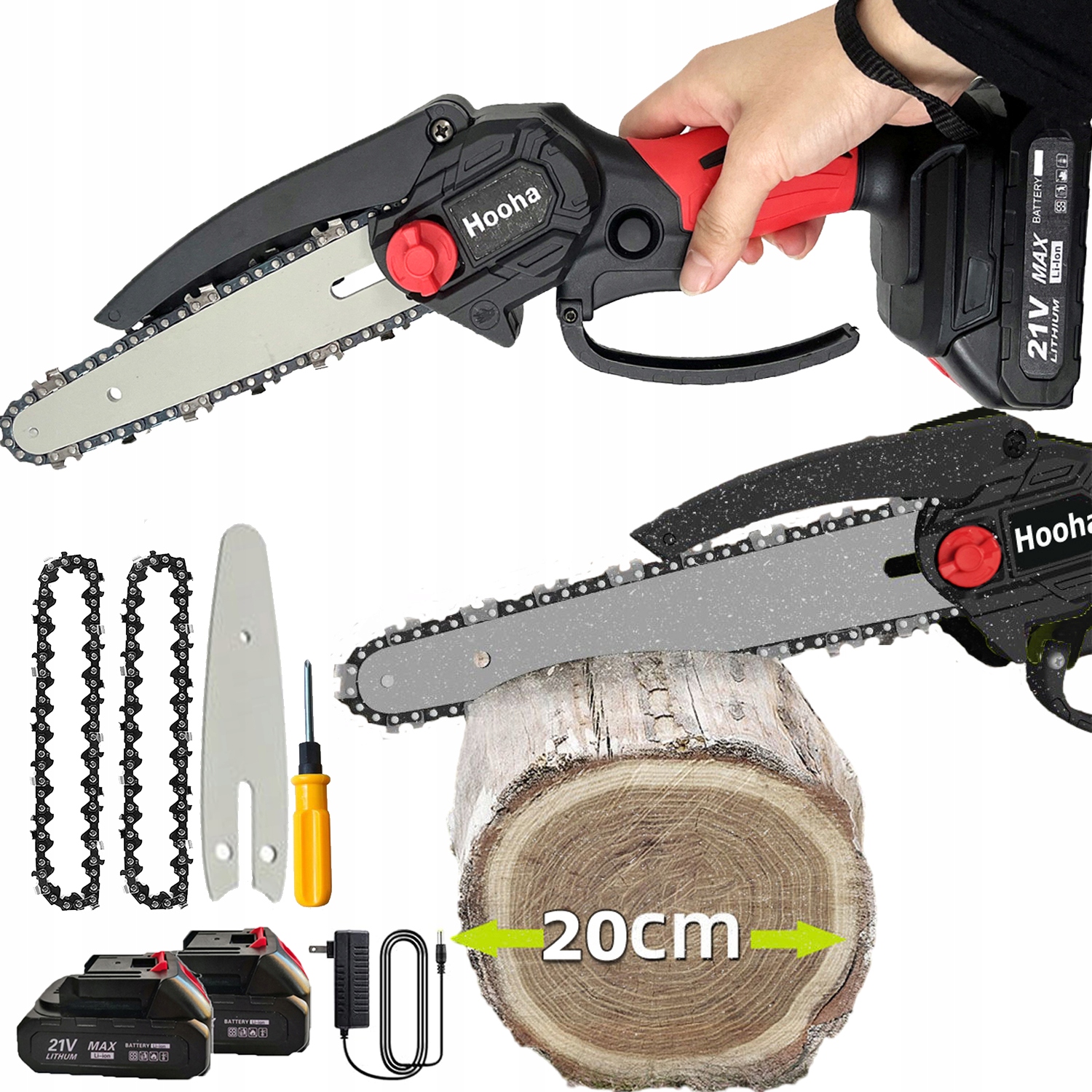 AKUMULÁTOROVÁ REŤAZOVÁ PÍLA MINI BRUBOVÁ PÍLA 21V 2 AKU 800W